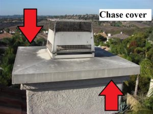 A chase cover on a prefab fireplace