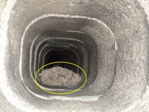 Collapsed flue tile in Rampart General Pre-Cast system